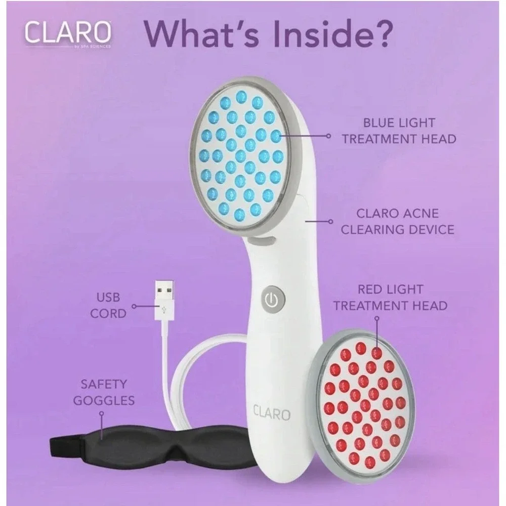 CLARO Acne Treatment Light Therapy‎ System by SPA Sciences, Blue & Red LED
